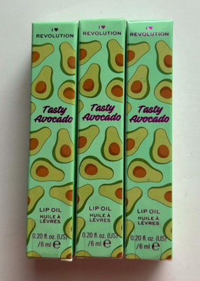 I Heart Revolution Tasty Avocado Nourishing Lip Oil With Avocado Oil Lot of 3