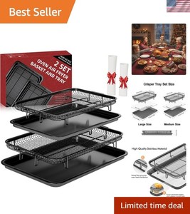 Air Panier de friteuse pour four, 2 ensemble Air Panier et plateau de fryer avec 60 Draps...
