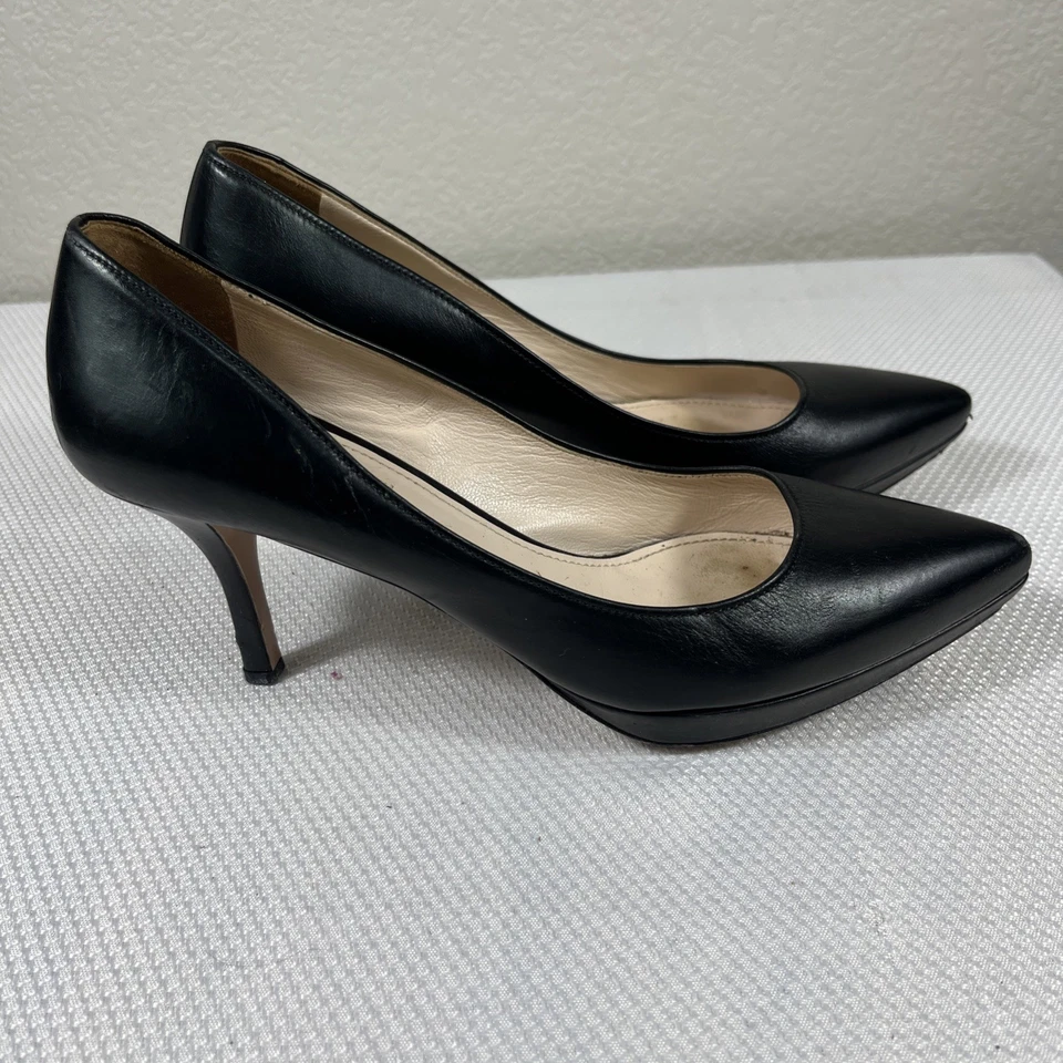 Zapatos de salón Prada de cuero negro con plataforma punta talla 37,5 EE. UU. 7 Foto 3 de 4