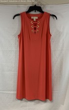 Michael Kors Women's Coral Grommet Lace Up Sleeveless Sheath Dress Size XS