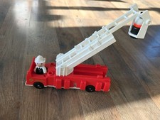 Vintage Fisher Price Ladder Fire Truck With Fireman And Dalmation Dog