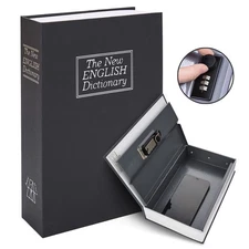 Safe Lock Box Book Vault with Key Metal Fire Proof Secret Money Hidden Gun Cash