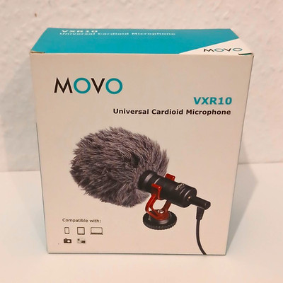 Movo VXR10 Universal-Kardioid Mikrofon mit Windschutz, Zubehörschuh, 3,5 mm