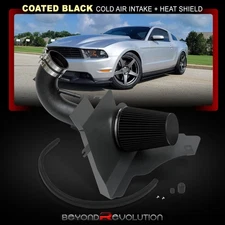 For 2011-2014 Mustang GT 5.0L V8 Cold Air Intake Black Pipe + Heat Shield Filter