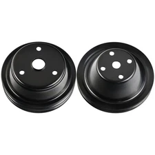 For SBC Chevy 305 350 1/2 Groove Black Steel Long Water Pump & Crankshaft Pulley