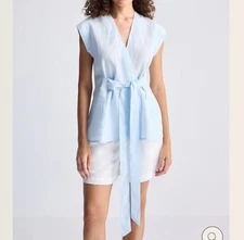 💙 Reistor 100% Hemp Wrap Style Short Sleeve Top Size 2X Preppy Lightweight Natu