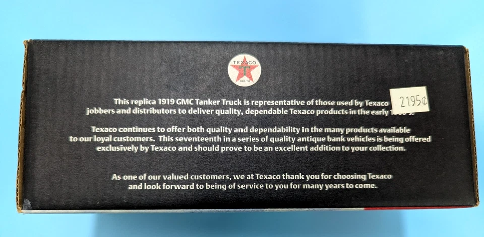 Novo Ertl Texaco Bank 1919 GMC Tanker Truck Series #17 Die Cast Metal Bank-F.Ship - Imagem 4 de 4