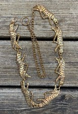 Vintage 1980s 1990s Gold metal Jungle Cat Chain Belt Jaguar Cheetah Leopard