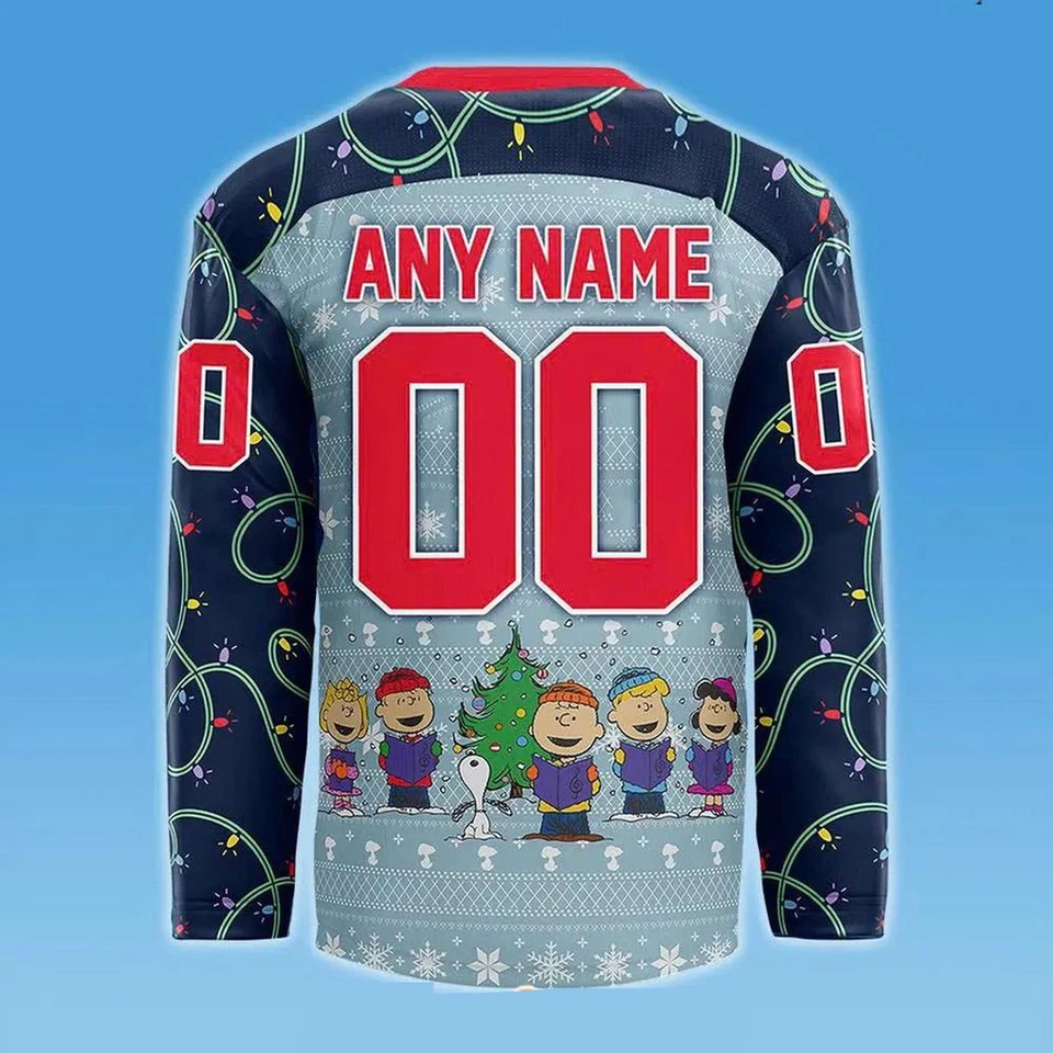Personalizar Toledo Walleye X Peanuts Noche de Navidad Hockey Camisa Para Hombre Fan Gear Foto 3 de 4