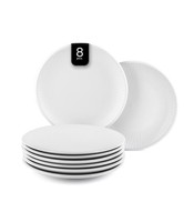 Speiseteller 8Er Set Teller Essteller Steingut Weiß ReliefpräGung Ø 27 Cm