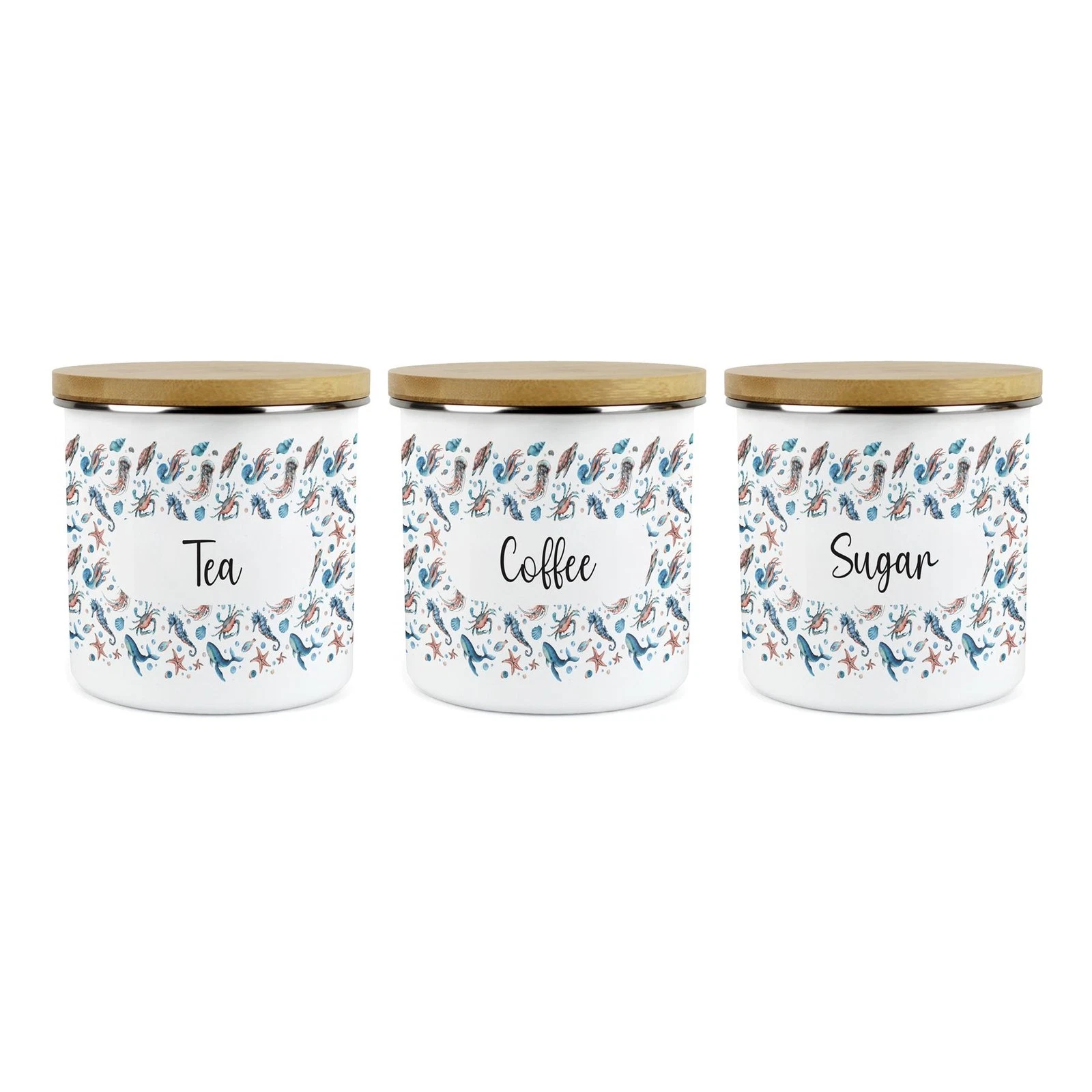 Coastal Tea, Coffee & Sugar Storage Canisters - Sea Life/Shellfish Kitchen Gifts