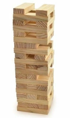 M.Y Traditional Games Wooden Tumbling Tower Family Game 48/54 Wooden Pieces - Picture 3 of 5