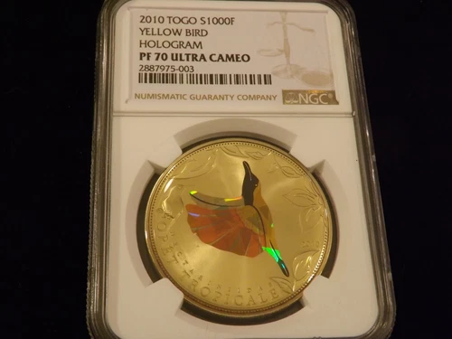 2010  1,000 F    YELLOW BIRD HOLOGRAM    NGC PF 70 ULTRA CAMEO