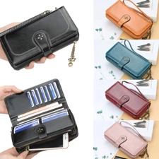 RFID Blocking Womens Leather Wallet Long Wallet Card Holder Purse Handbag Clutch