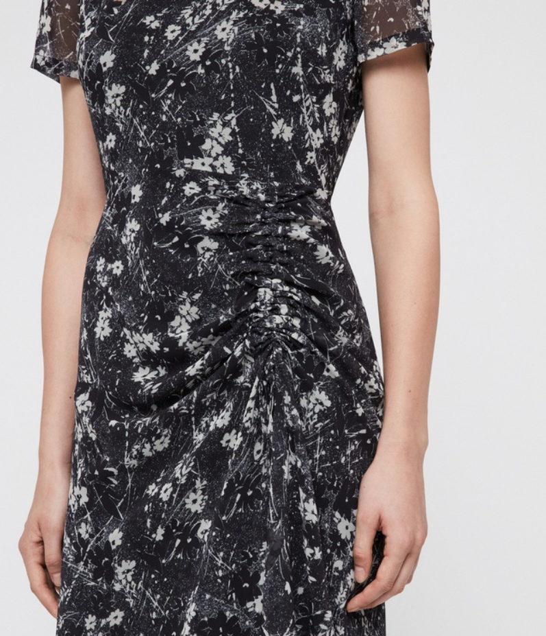NEW ALLSAINTS Ariya Lisk Dress in Black Multi Size #D5868