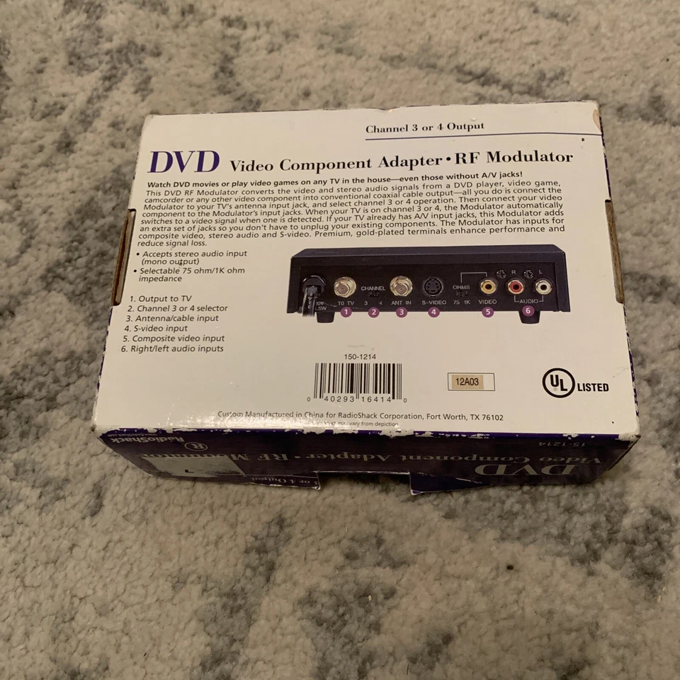 DVD Video Component Adapter RF Modulator Radio Shack Channel 3 or 4 Output - Image 2 of 4
