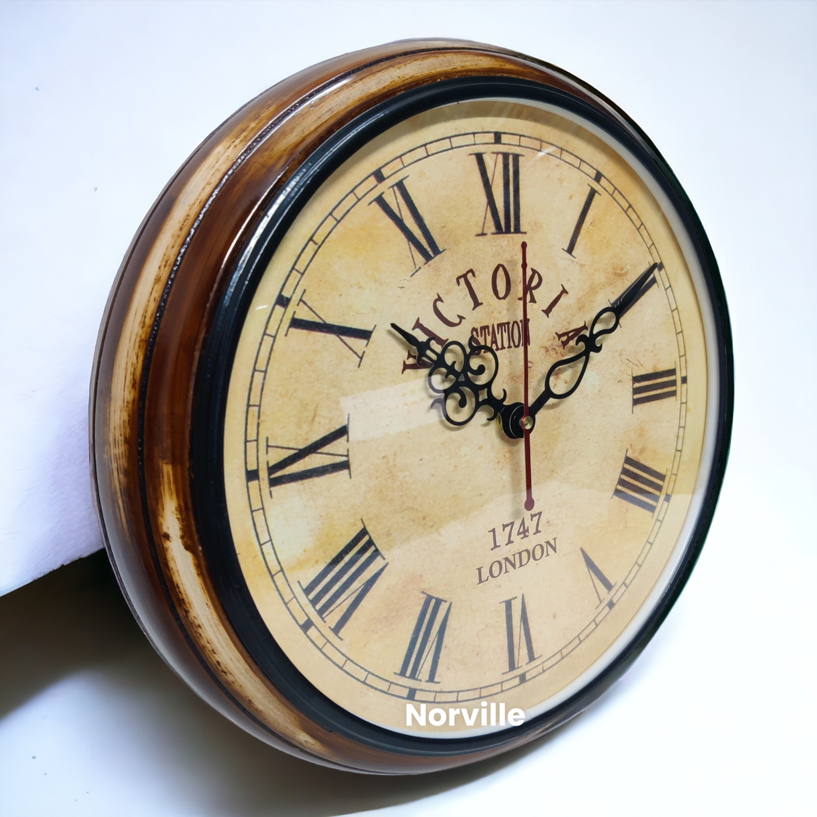 Antique Style Wood Wall Clock Vintage Decorative Timepiece for Home and Office