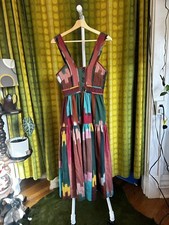 ULLA JOHNSON Resort 2022 Multicolor VARDA SOUK Pleated Sleeveless Midi Dress S