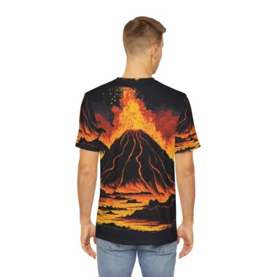 Vintage Style All Over Print Volcano T Shirt Adult Hawaii Summer