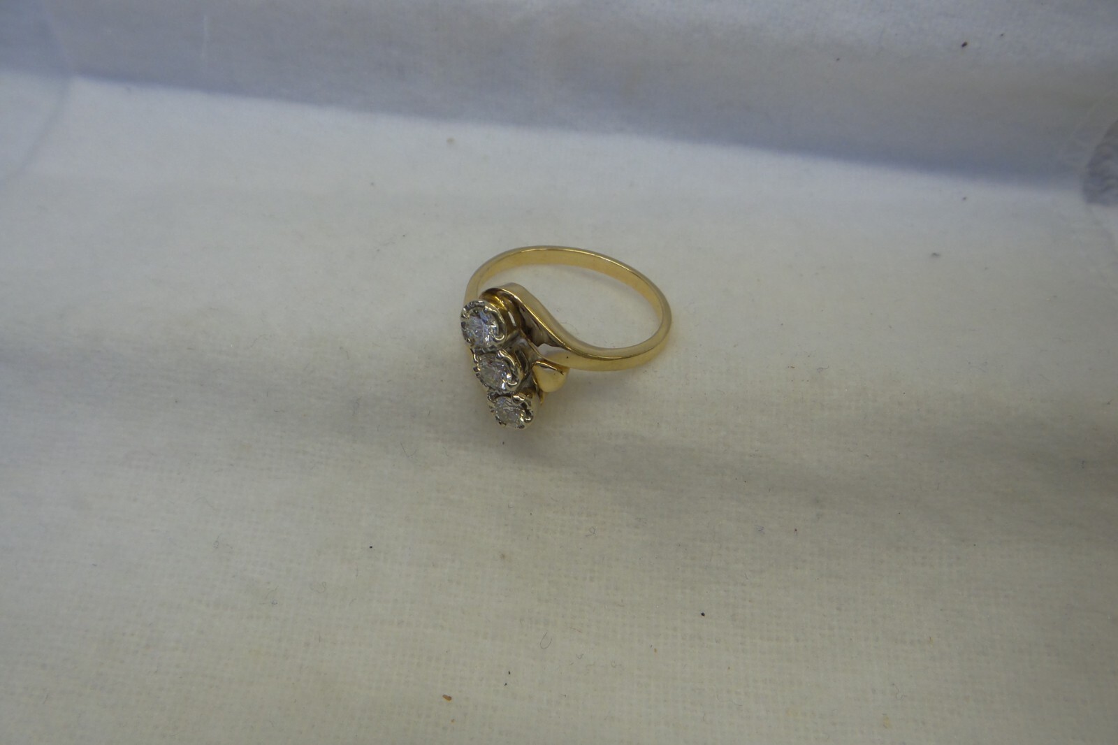 Estate 1970's Solid 14kt, Angular Set, 3 Natural … - image 6