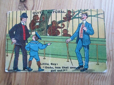 Comic Postkarte - ''Ganz natürlich'' kleiner Junge: ''Dada, hab den raus'' verschickt