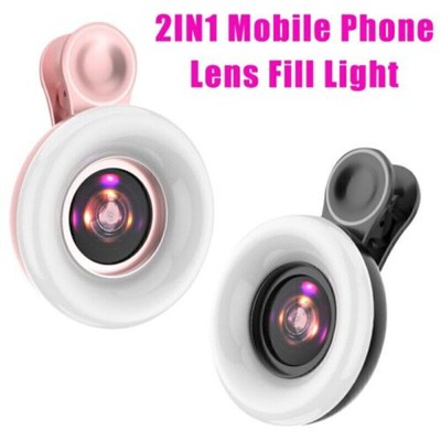 Universal Fülllicht 15x Makro Linse Selfie LED Ring Flash Light für iPhone Handy