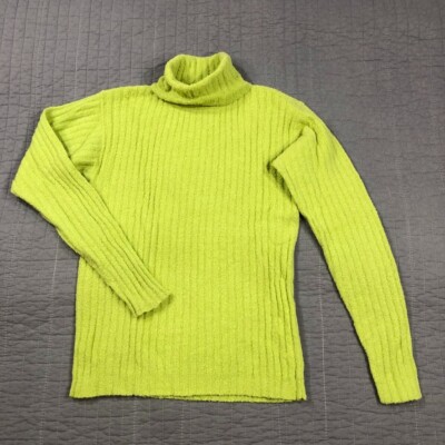 Vintage Meister Sweater Women Large Green Ribbed Turtleneck 70s Ski Snow Sports