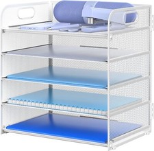 Letter Tray Paper Organizer 5-Tier Desk 5-tier Organizer,white