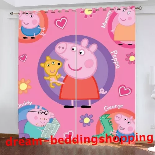Peppa Pig 3D Dicke Verdunkelungsvorhänge Kinderzimmer Dekore Thermo Ring Top Ösen - Bild 5 von 22