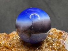 Vintage Vitro Agate Blackie Marble - Blue  Black - .62" Excellent w/One Chip 