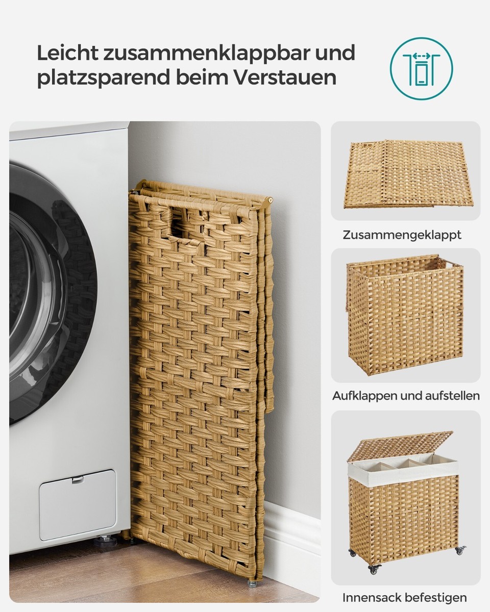 HENGMEI 140-Liter Wäschekorb Mit Deckel – Faltbare Wäschebox Mit Herausnehmbarem Beutel, Grau, Platzsparend & Geruchshemmend