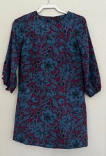 Ann Taylor dress 0 petite navy dark red worn twice