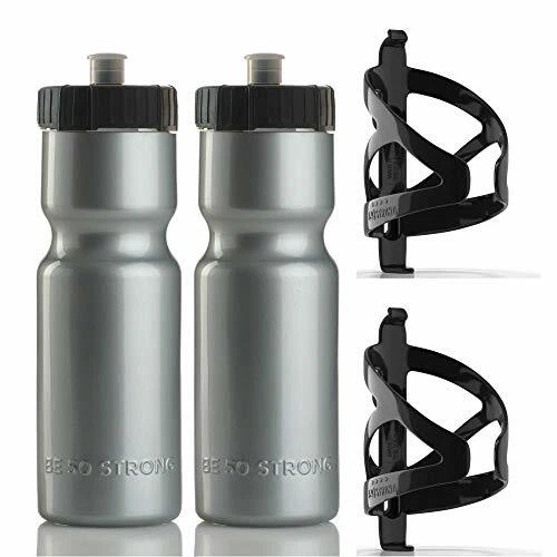 50 Strong Bike Water Bottle with Cage, 22 oz 