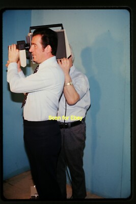 Man with TV Television News Studio Camera in 1975, 35mm Slide aa