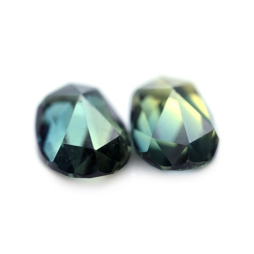 Certified 0.72ct Natural Bicolor Sapphire VVS Rose Cut Oval Matching Pair 5x3mm - Picture 2 of 4