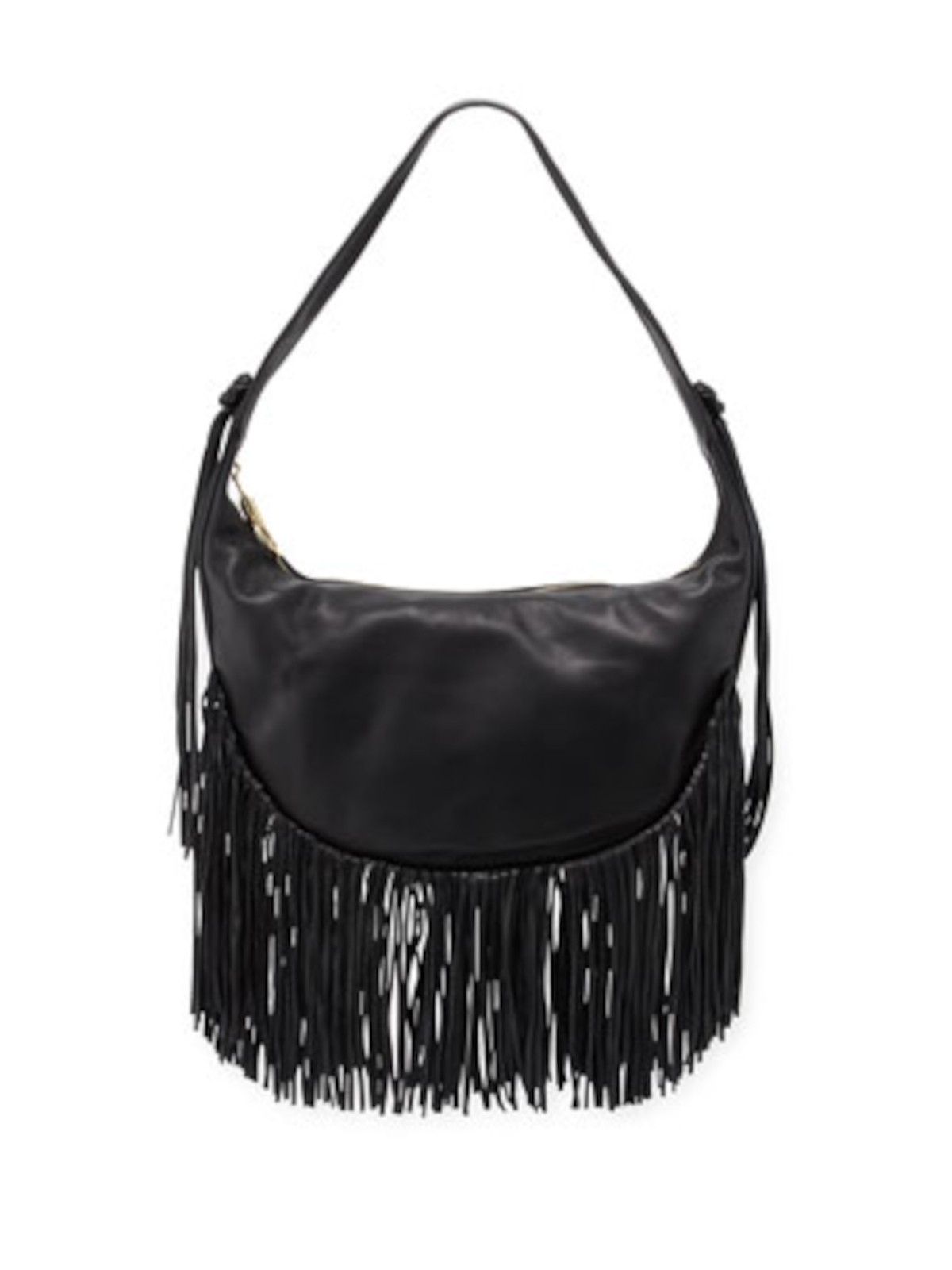 Женская черная однотонная сумочка-хобо ELIZABETH AND JAMES с бахромой на одном ремешке