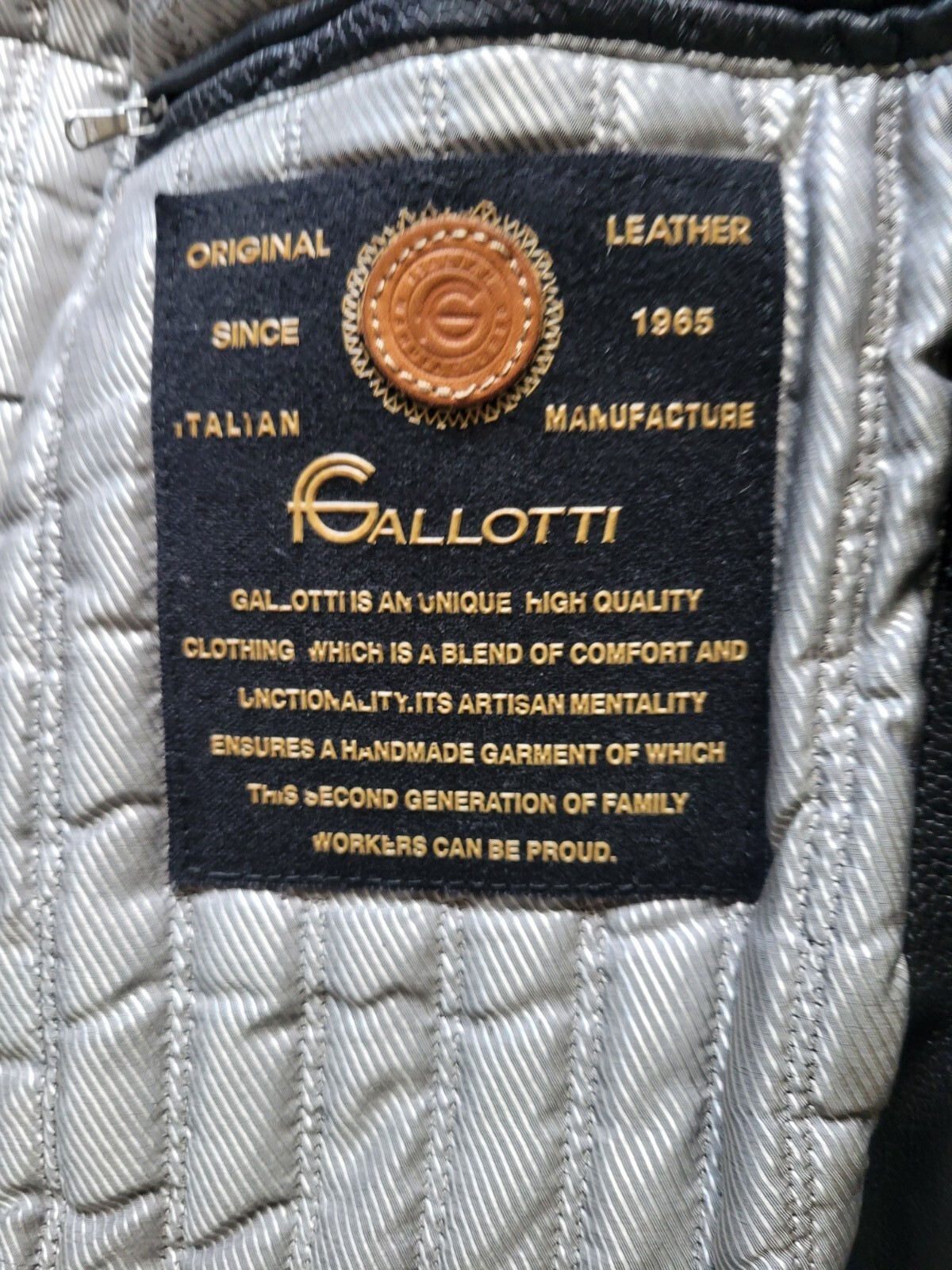 GALLOTTI Black Leather Bomber Jacket Size XXL