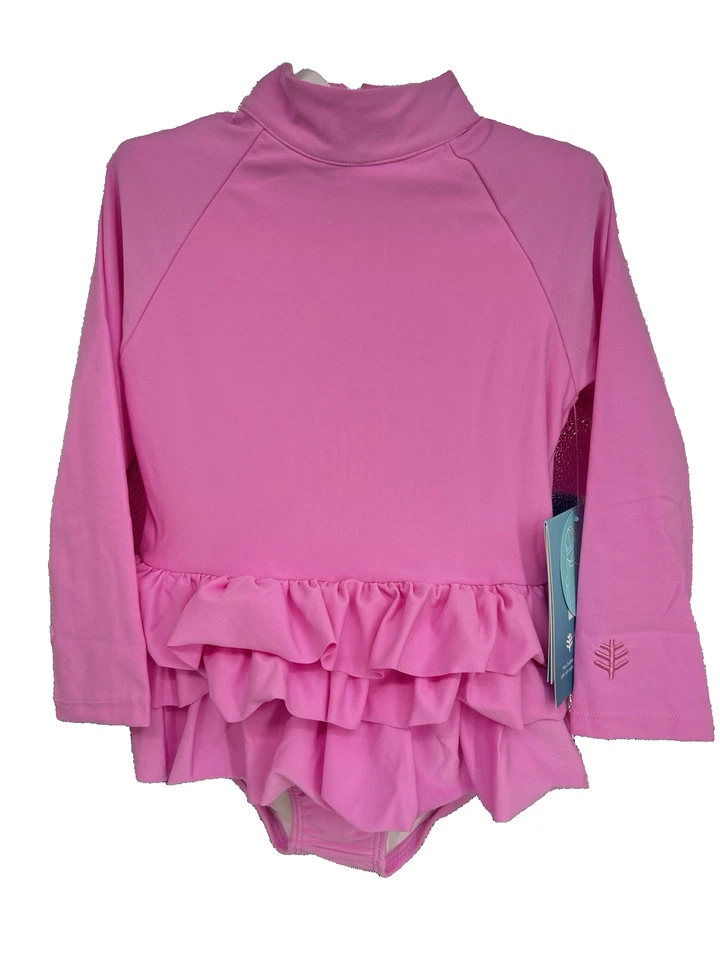 Coolibar UPF 50+ Mädchen Gr. 3T rosa Rüschen Kailani Badeanzug Rash Guard NEU