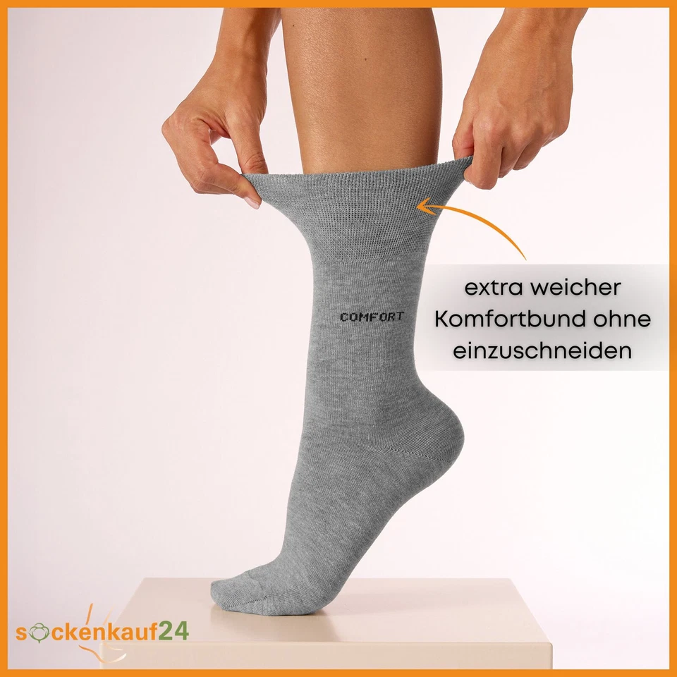 Comfort Diabetiker Socken ohne Gummi Herren Damen Baumwolle ohne Naht 10-30 Paar - Bild 3 von 4