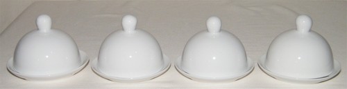 Superschönes Vintage Set (4) Marke "HOME" INDIVIDUELLES PORZELLAN GEWÖLBTE BUTTER weiß - Bild 2 von 5