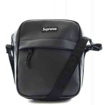 Supreme 23FW Leather Shoulder Bag Logo Black AN6 AA Used 
