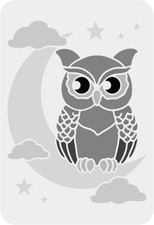 8"x10" Clear Plastic Stencil - Owl w/Moon RO117 