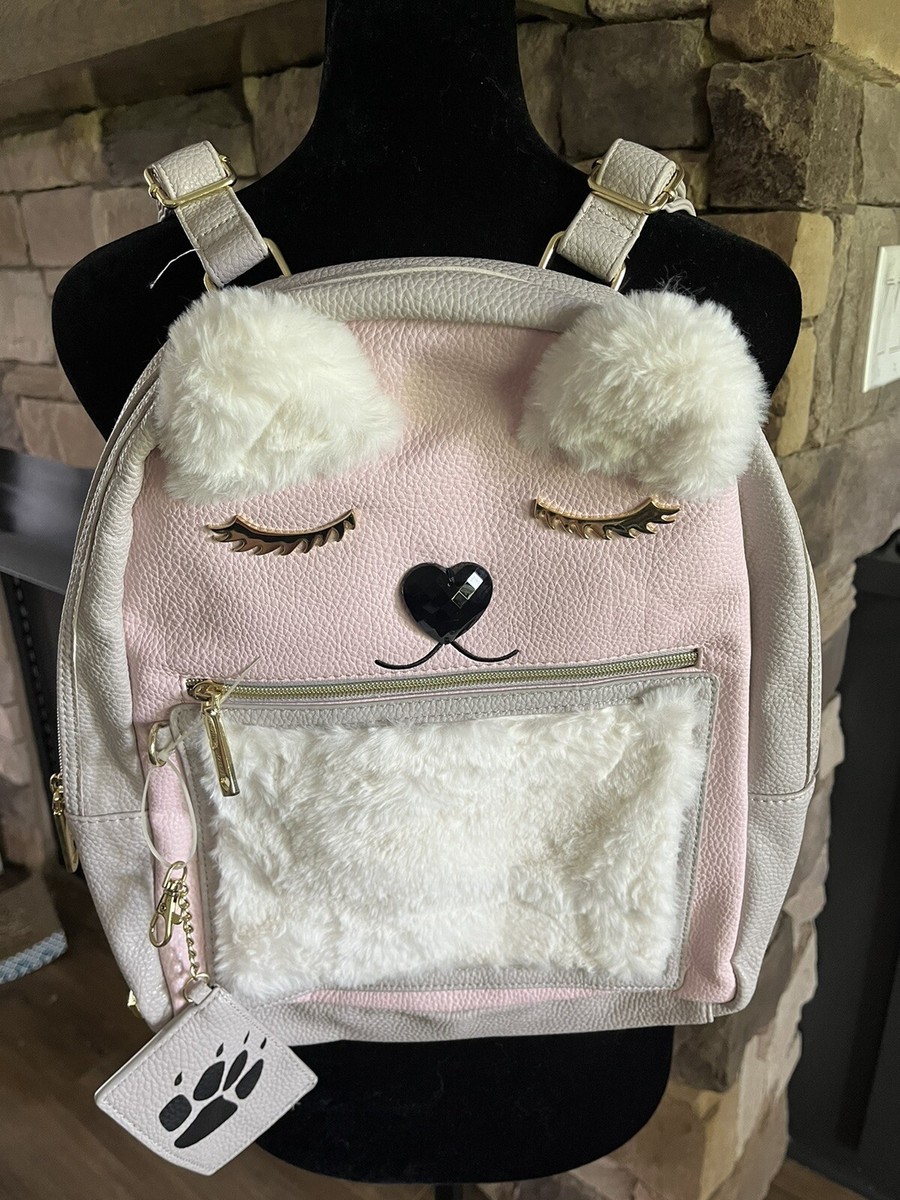 Betsey Johnson Kitsch Bear Backpack Gray & Pink With Gold  display picture 3