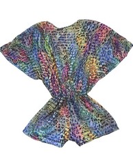 Little Peixoto Girls Multicolor Animal Print Sheer Panel Romper M Runs Small 