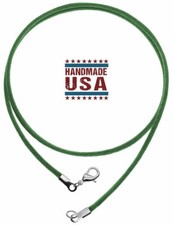 Green Satin Silk Cord Necklace Silver/Gold Clasp 16" to 30" Hand Made USA