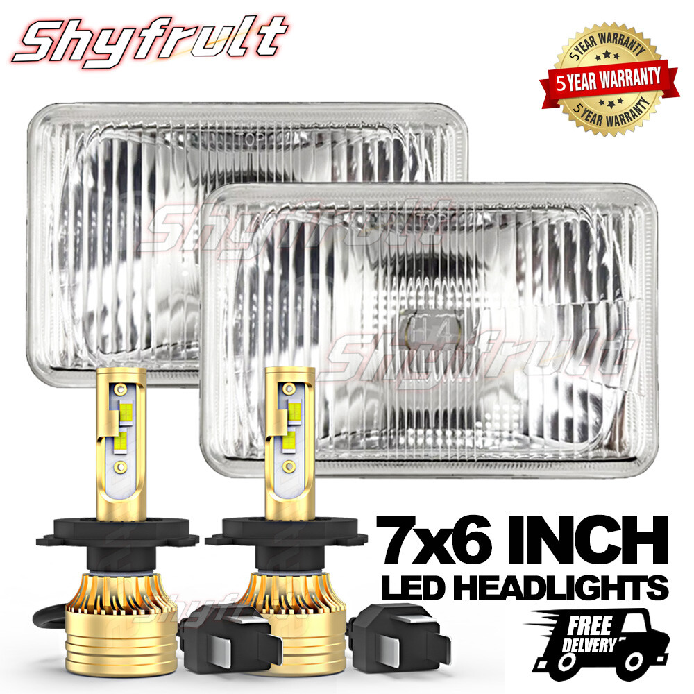 5x7/7x6 LED Headlight Kit For Ford E-Series Vans – Hi/Low Beam With DRL, Halo Projector Style