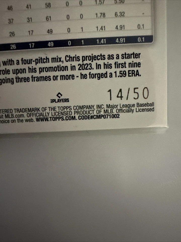 2024 Topps Chris Murphy #73 RC Yellow Crackle /50 Rookie Card Boston Red Sox - Image 3 of 3