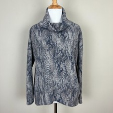 Clara Sun Woo Sweater Womens Small Gray Blue Python Knit Cowl Neck Drop Shoulder