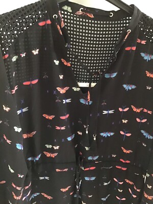 aaiko blusen kleid L Schmetterling print gitter boho blogger transparenz