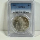 1921-S Morgan Silver $1 Dollar Coin PCGS MS 63